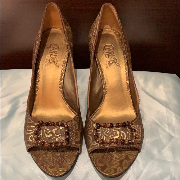 Carlos Santa Bronze Paisley Open Toe Shoes - Picture 2 of 8